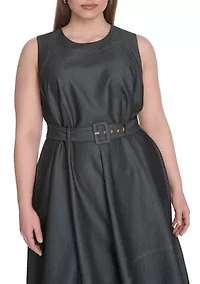 Plus Chambray Fit and Flare Dress