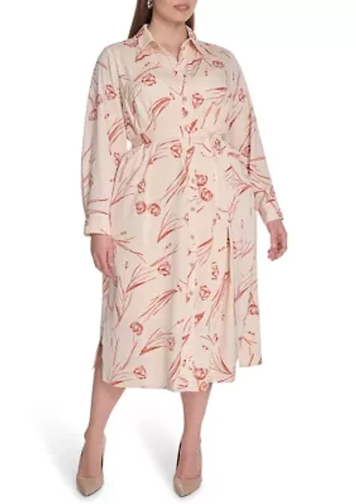 Plus Floral Printed Fit and Flare Dress