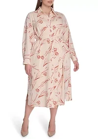 Plus Floral Printed Fit and Flare Dress