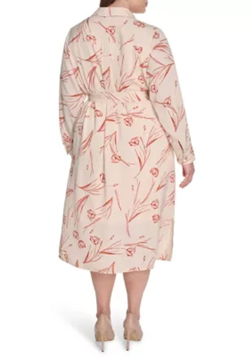 Plus Floral Printed Fit and Flare Dress