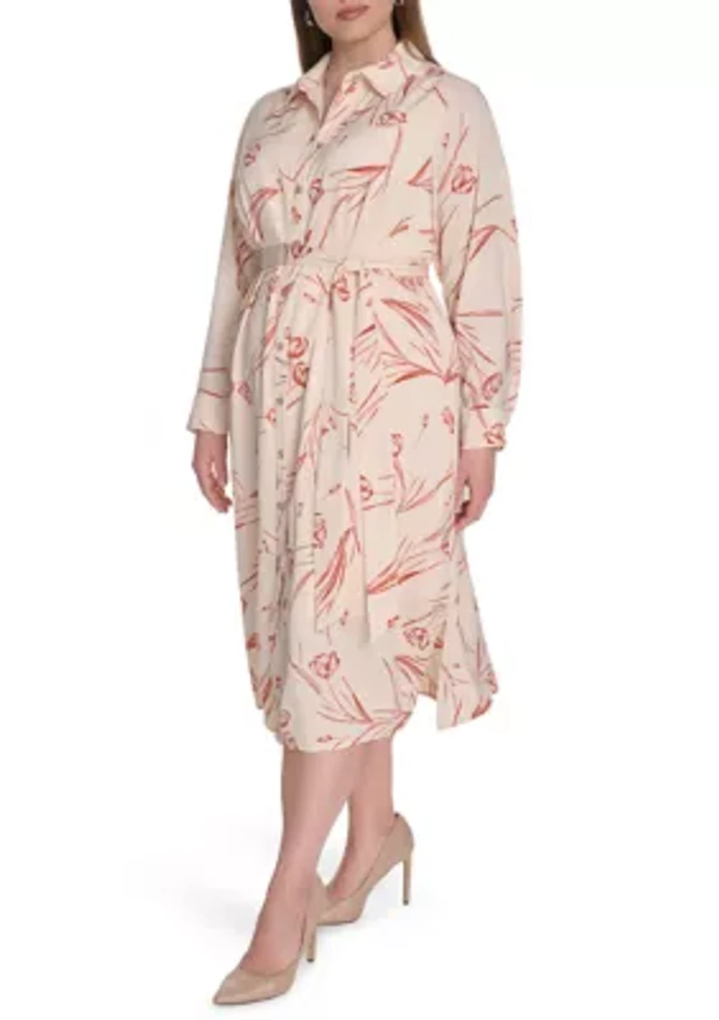 Plus Floral Printed Fit and Flare Dress