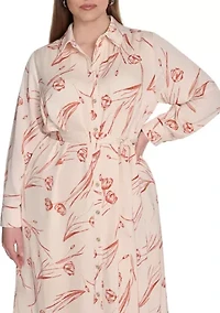 Plus Floral Printed Fit and Flare Dress