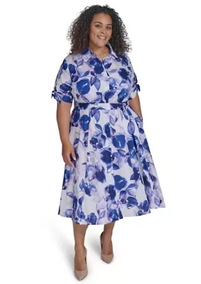 Plus Floral V-Neck Dress