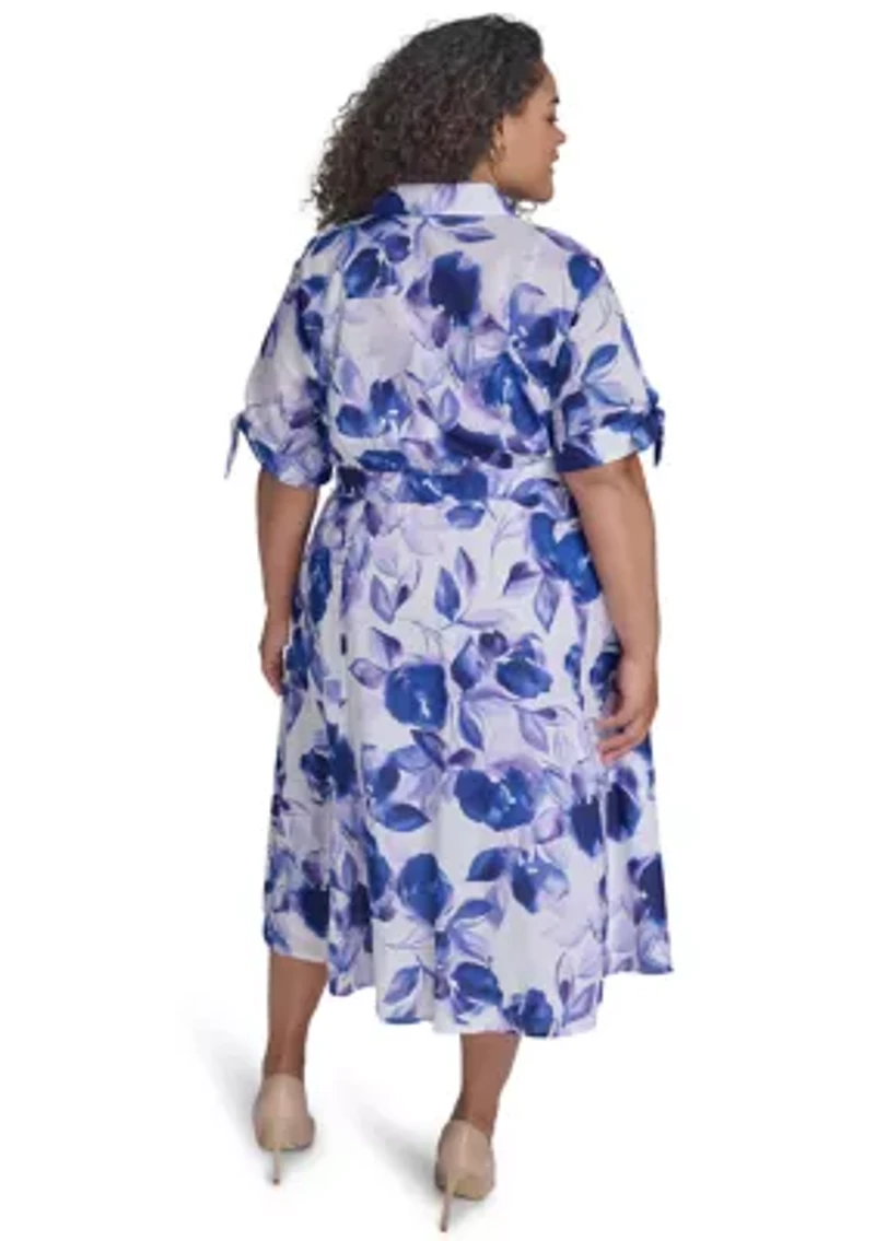 Plus Floral V-Neck Dress