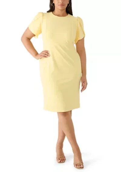 Women's Short Sleeve Scuba Midi Dress