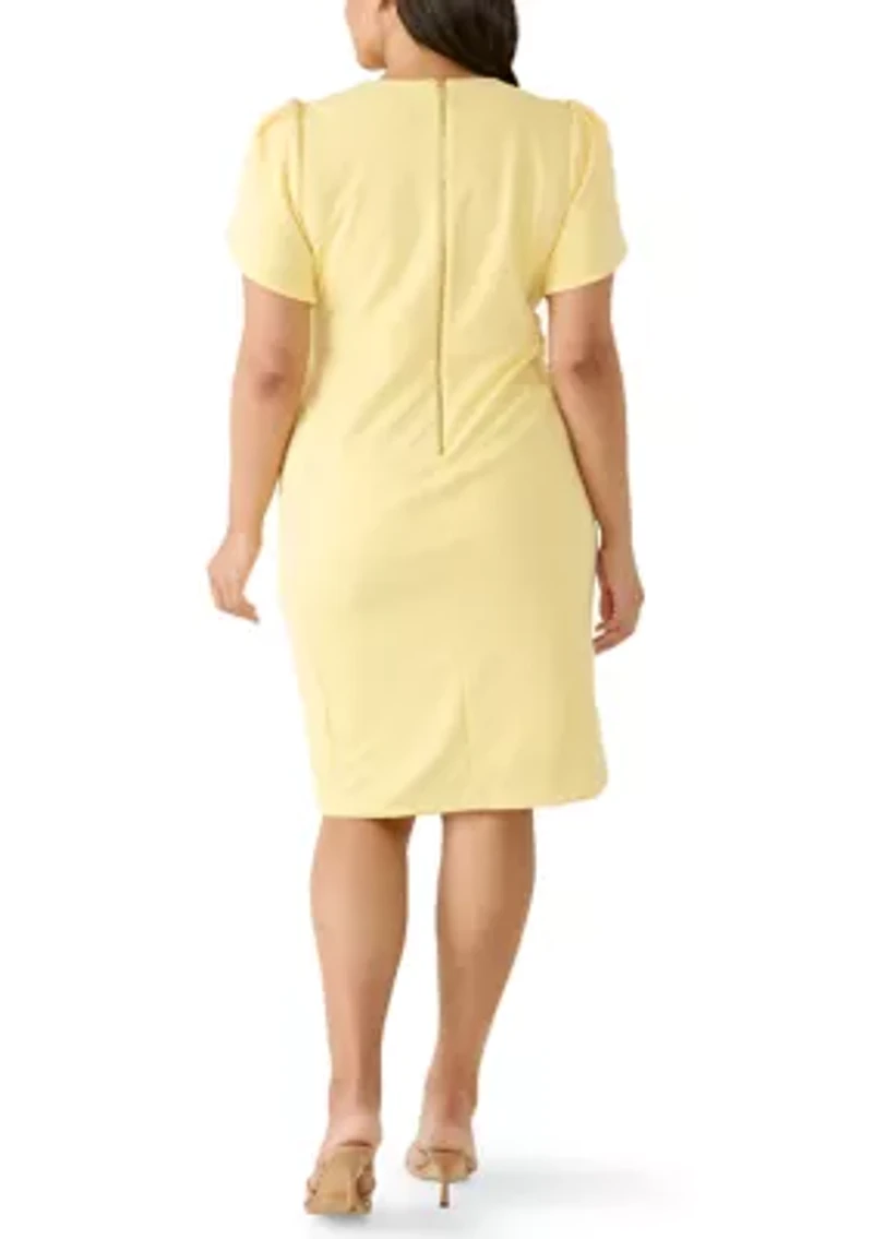 Women's Short Sleeve Scuba Midi Dress