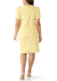 Women's Short Sleeve Scuba Midi Dress