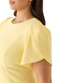 Women's Short Sleeve Scuba Midi Dress