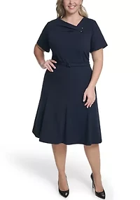 Plus Solid Scuba Midi Dress
