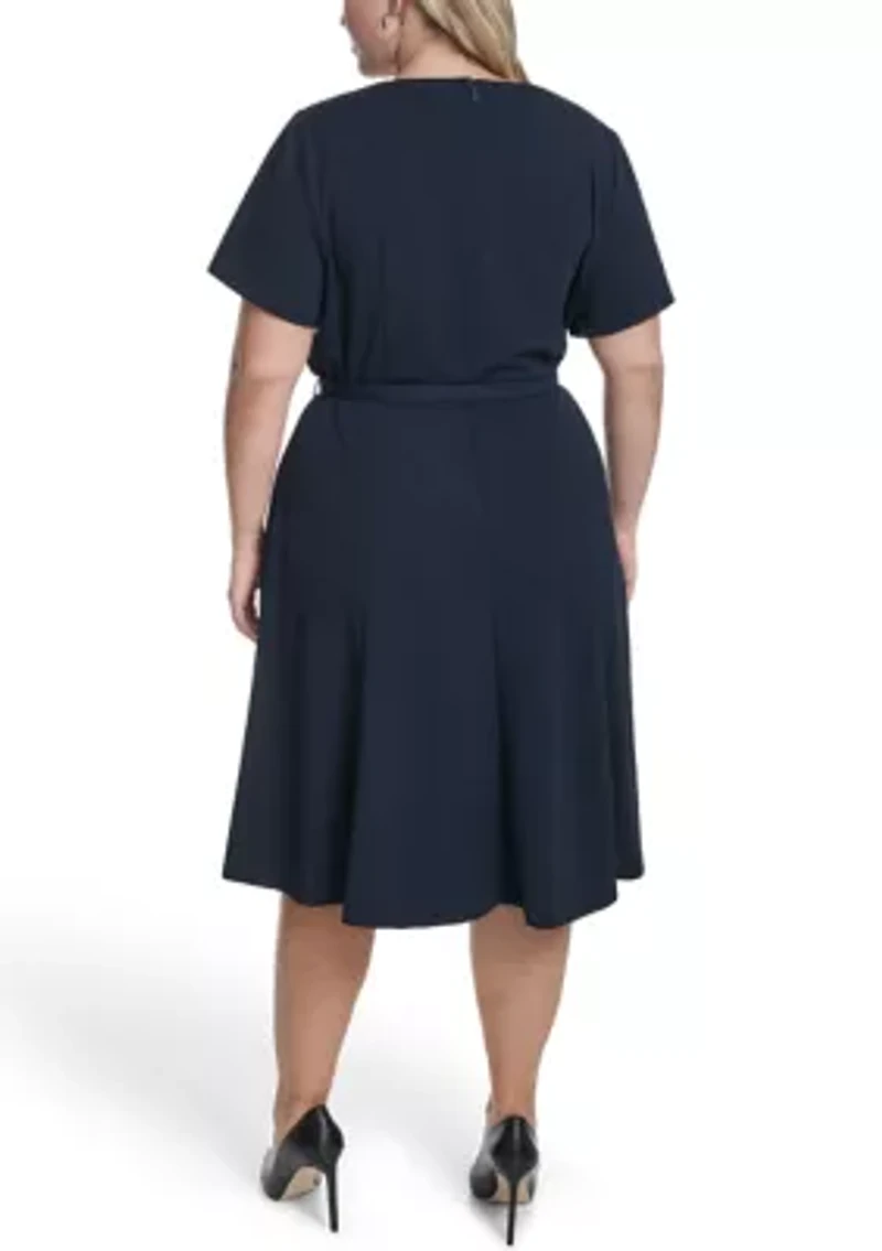 Plus Solid Scuba Midi Dress