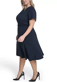 Plus Solid Scuba Midi Dress