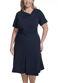 Plus Solid Scuba Midi Dress