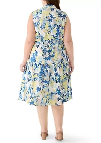 Plus Sleeveless Printed Shirtdress