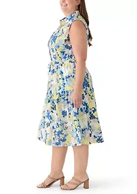 Plus Sleeveless Printed Shirtdress