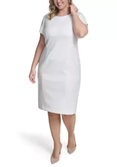 Plus Solid Scuba Midi Dress