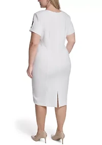 Plus Solid Scuba Midi Dress