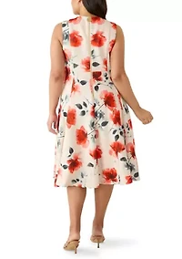 Plus Sleeveless Floral Scuba Mini Dress