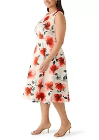 Plus Sleeveless Floral Scuba Mini Dress