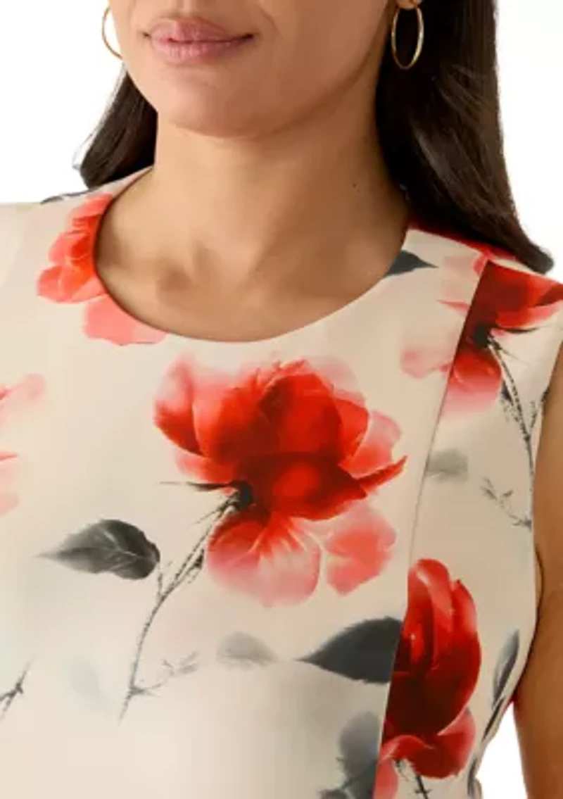 Plus Sleeveless Floral Scuba Mini Dress