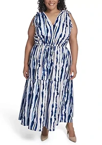 Plus Sleeveless Printed Maxi Dress