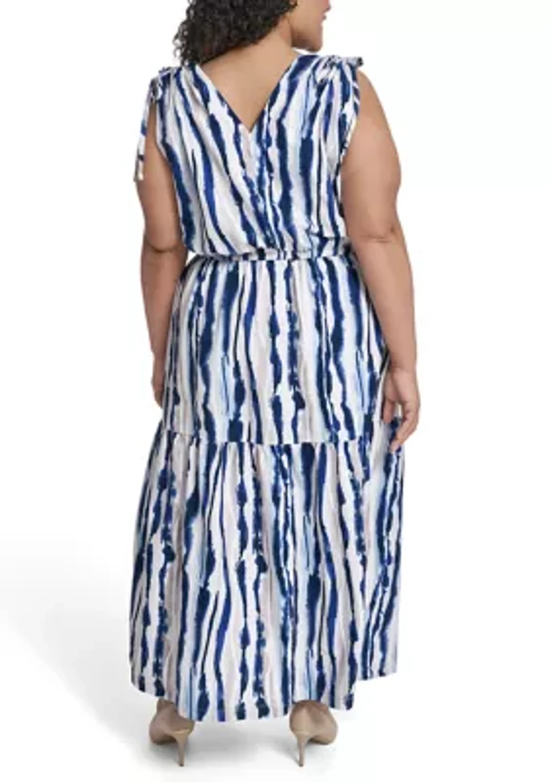 Plus Sleeveless Printed Maxi Dress
