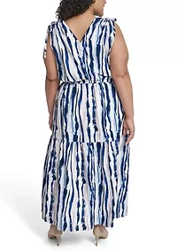 Plus Sleeveless Printed Maxi Dress