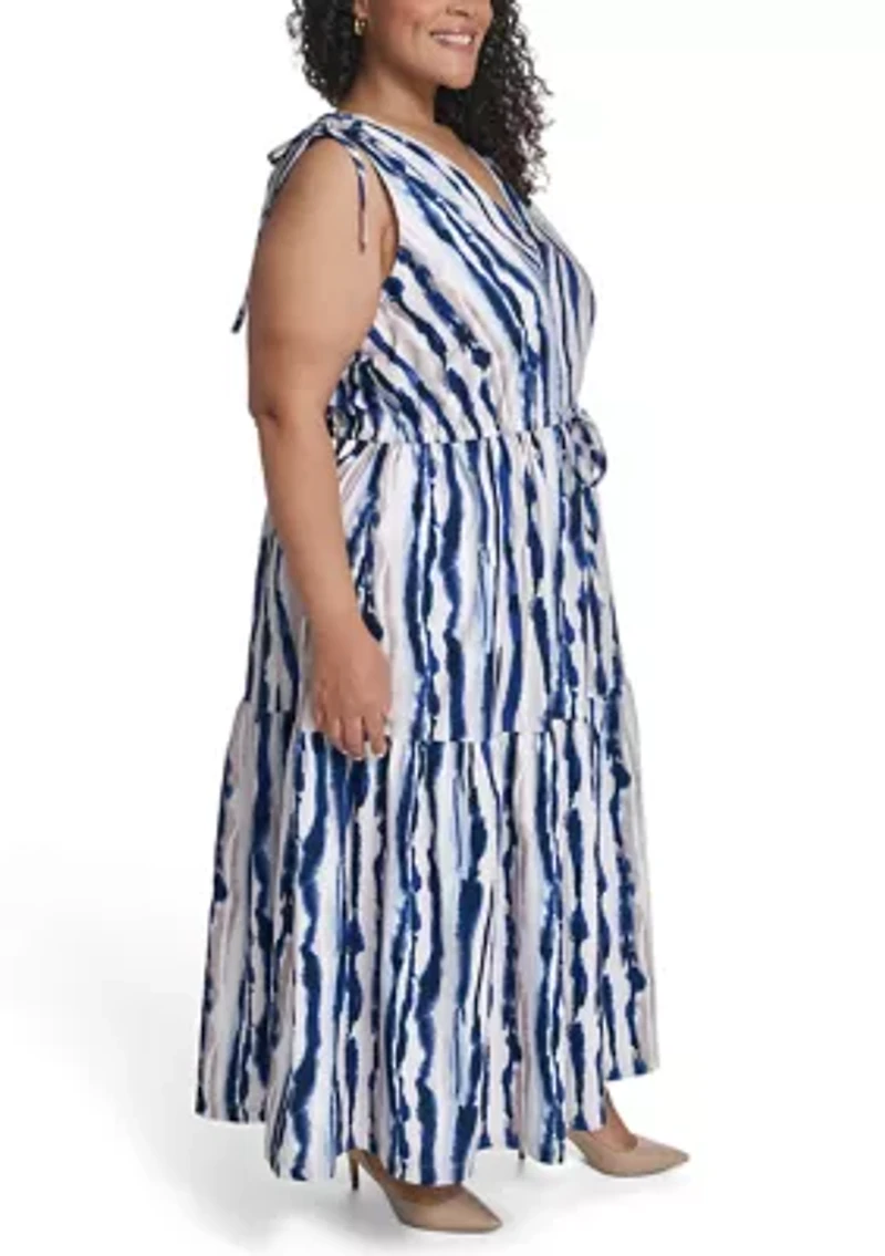 Plus Sleeveless Printed Maxi Dress