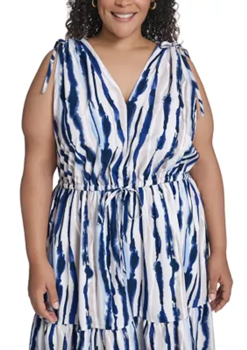 Plus Sleeveless Printed Maxi Dress