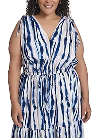 Plus Sleeveless Printed Maxi Dress