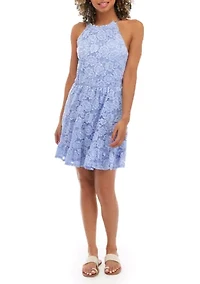 Juniors' Halter Lace Dress