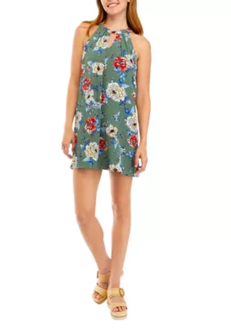 Juniors' Sleeveless Keyhole Halter Dress
