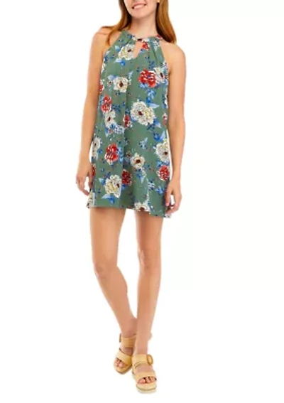 Juniors' Sleeveless Keyhole Halter Dress