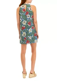 Juniors' Sleeveless Keyhole Halter Dress