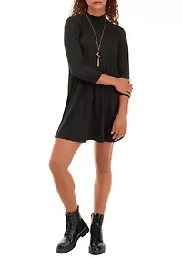 Juniors' 3/4 Sleeve Mock Swing Dress