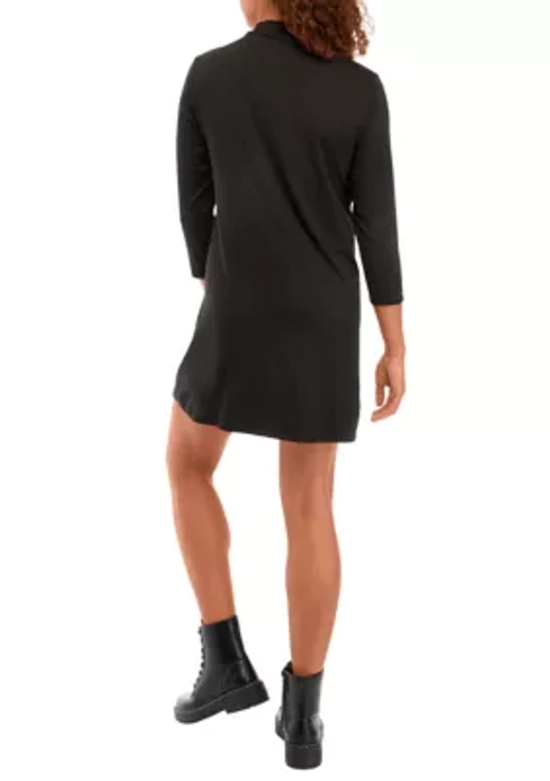 Juniors' 3/4 Sleeve Mock Swing Dress