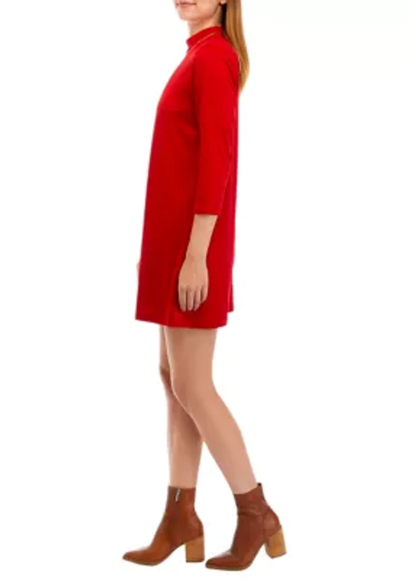 Juniors' 3/4 Sleeve Dress with Necklace