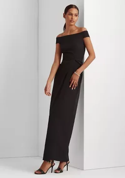 Crepe Off-the-Shoulder Gown