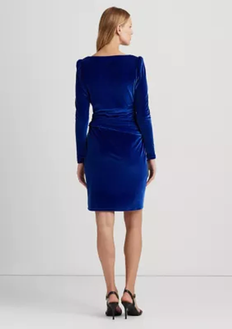 Velvet Puff-Sleeve Cocktail Dress