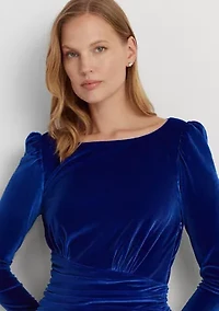 Velvet Puff-Sleeve Cocktail Dress