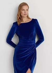 Velvet Puff-Sleeve Cocktail Dress