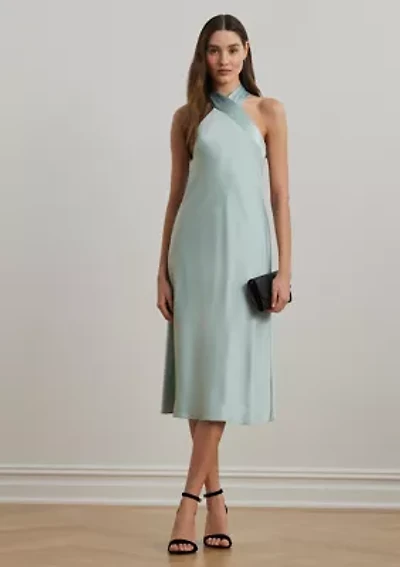 Women's Satin Charmeuse Halter Cocktail Dress