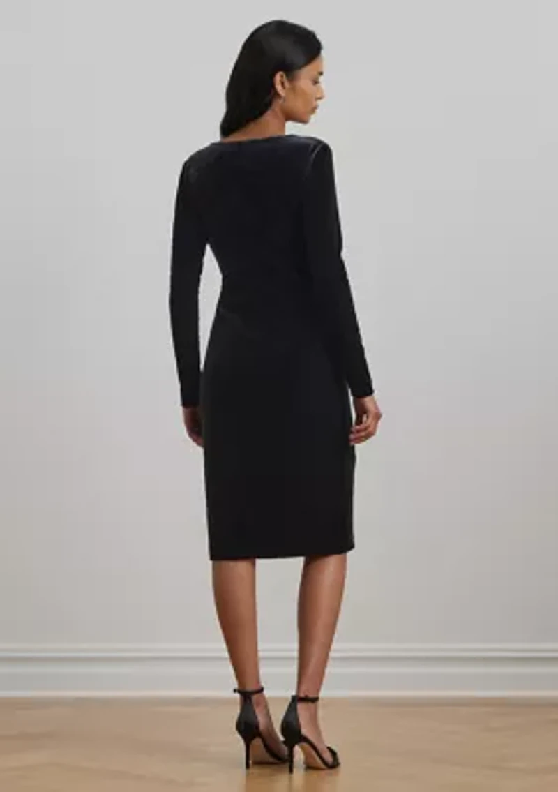 Stretch Velvet Surplice Dress