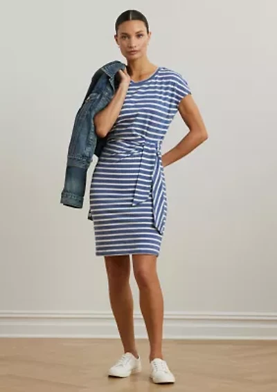 Striped Tie Front Jersey Dress