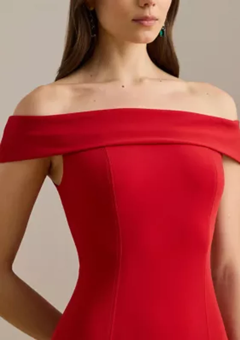 Crepe Off-the-Shoulder Gown