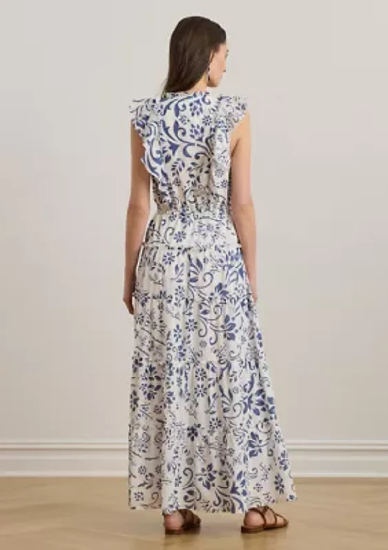 Floral Cotton Voile Tiered Maxi Dress