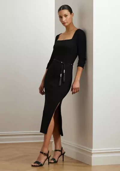 Rib Knit Long Sleeve Midi Dress