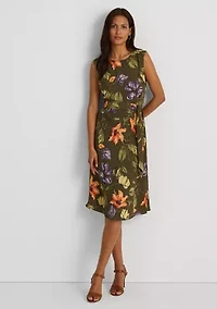 Women's Floral Belted Crepe Dress