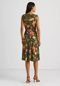 Women's Floral Belted Crepe Dress