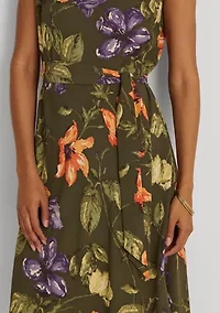 Women's Floral Belted Crepe Dress