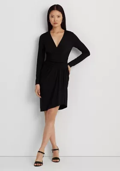 Ruched Stretch Jersey Surplice Dress
